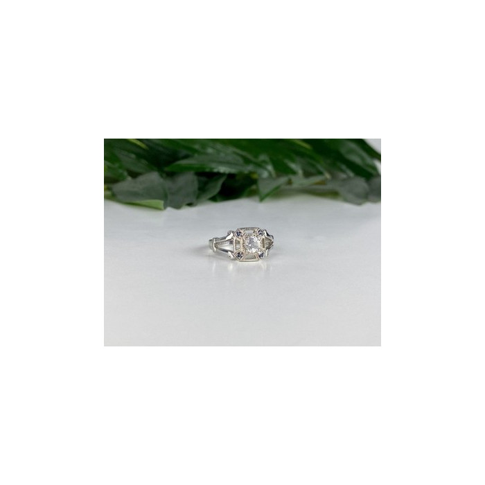 925 Sterling Silver White Spinel and Aquamarines Ring Size 9.5