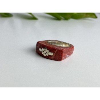 925 Sterling Silver Coral Exclusive Ring Size 10