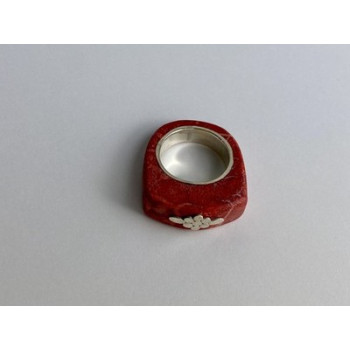 925 Sterling Silver Coral Exclusive Ring Size 10