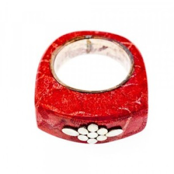 925 Sterling Silver Coral Exclusive Ring Size 10