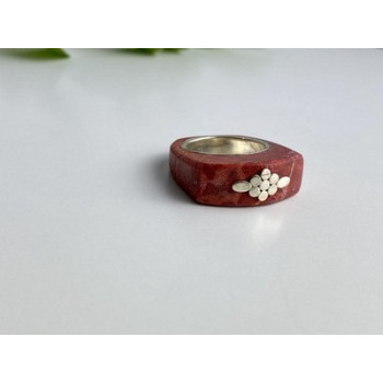 925 Sterling Silver Coral Exclusive Ring Size 10