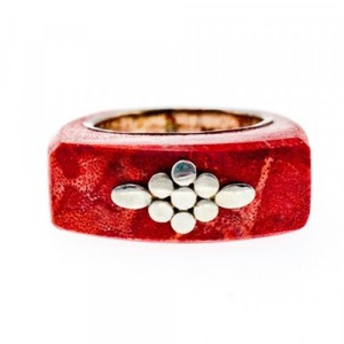 925 Sterling Silver Coral Exclusive Ring Size 10