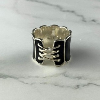 925 Sterling Silver Black Enamel 