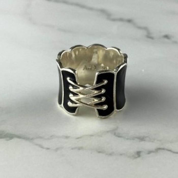 925 Sterling Silver Black Enamel 