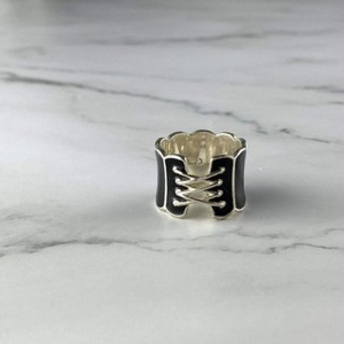 925 Sterling Silver Black Enamel 