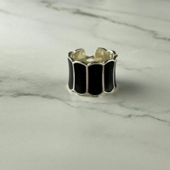 925 Sterling Silver Black Enamel 