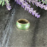 925 Sterling Silver Green Enamel Inserts Ring Size 5.5