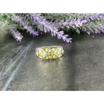 925 Sterling Silver Chrysolite Ring Size 9.5