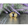 Men's 925 Sterling Silver Gold Plated Sapphire Ring Size 12.5