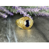 Men's 925 Sterling Silver Gold Plated Sapphire Ring Size 12.5