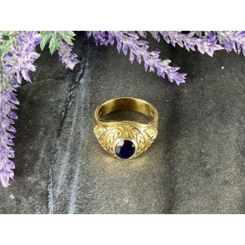 Men's 925 Sterling Silver Gold Plated Sapphire Ring Size 12.5