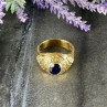 Men'S 925 Sterling Silver Gold Plated Sapphire Ring Size 12.5