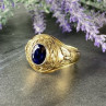 Men'S 925 Sterling Silver Gold Plated Sapphire Ring Size 12.5