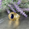 Men'S 925 Sterling Silver Gold Plated Sapphire Ring Size 12.5