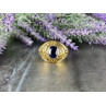 Men's 925 Sterling Silver Gold Plated Sapphire Ring Size 12.5
