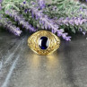 Men'S 925 Sterling Silver Gold Plated Sapphire Ring Size 12.5