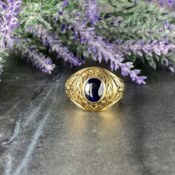 Men'S 925 Sterling Silver Gold Plated Sapphire Ring Size 12.5