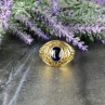 Men'S 925 Sterling Silver Gold Plated Sapphire Ring Size 12.5