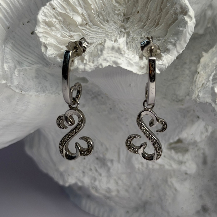 Jwbr 925 Sterling Silver Diamonds Open Heart Collection Earrings