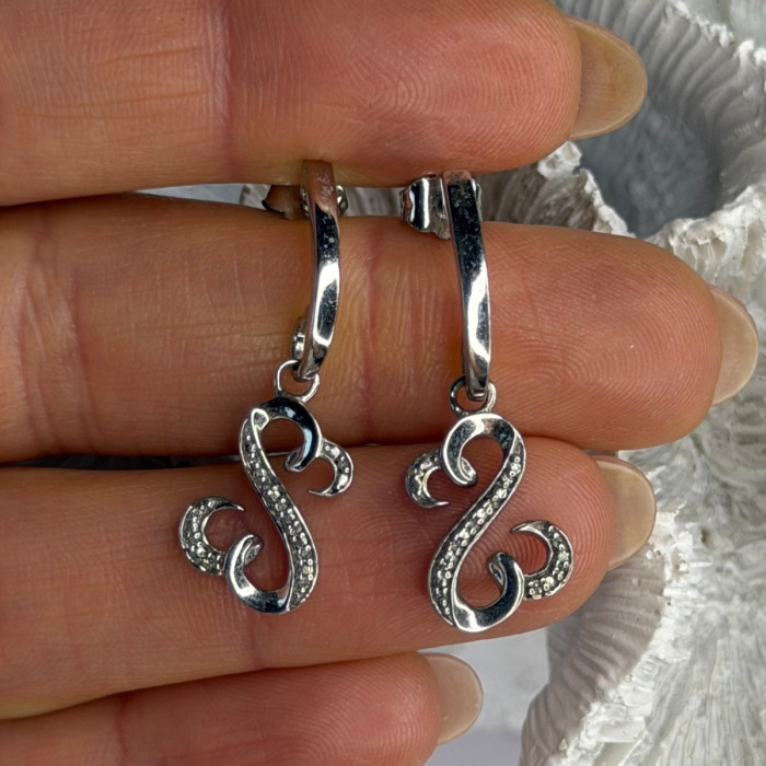 Jwbr 925 Sterling Silver Diamonds Open Heart Collection Earrings
