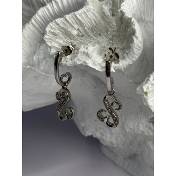 JWBR 925 Sterling Silver Diamonds Open Heart Collection Earrings