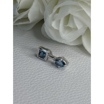 925 Sterling Silver Blue Topaz Pendant Length 0.70 Inch