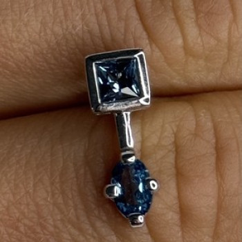 925 Sterling Silver Blue Topaz Pendant Length 0.70 Inch