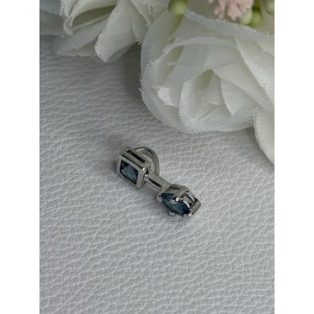 925 Sterling Silver Blue Topaz Pendant Length 0.70 Inch
