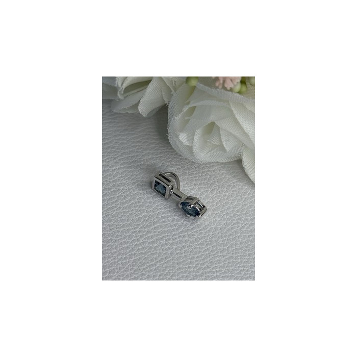 925 Sterling Silver Blue Topaz Pendant Length 0.70 Inch