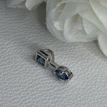 925 Sterling Silver Blue Topaz Pendant Length 0.70 Inch