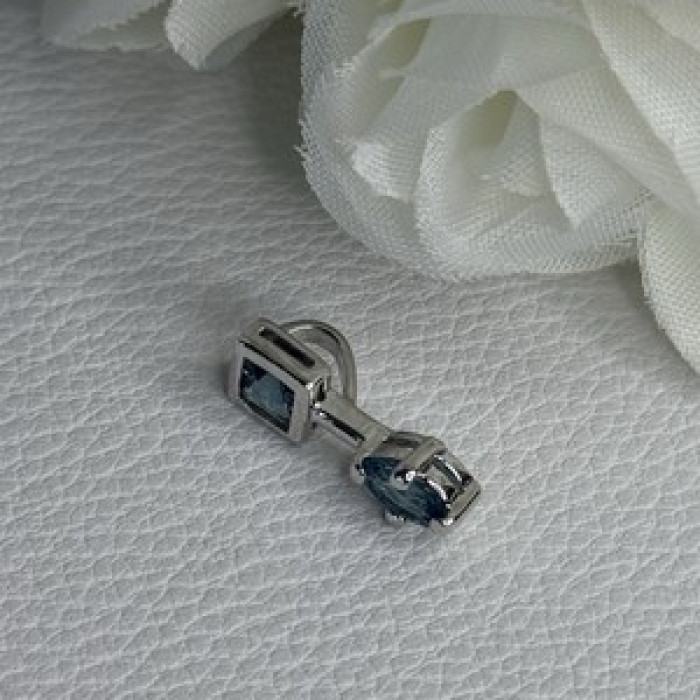 925 Sterling Silver Blue Topaz Pendant Length 0.70 Inch
