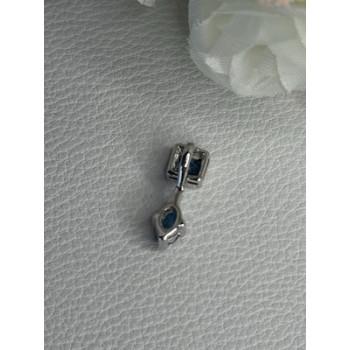925 Sterling Silver Blue Topaz Pendant Length 0.70 Inch