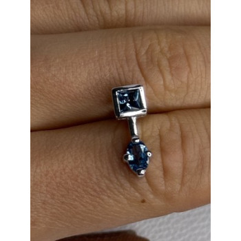 925 Sterling Silver Blue Topaz Pendant Length 0.70 Inch