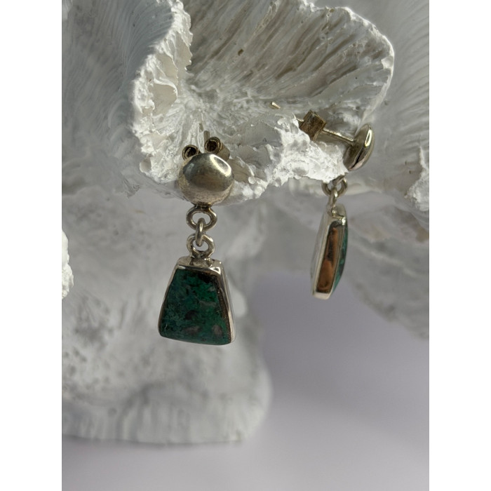 Vintage 925 Sterling Silver Chrysocolla Earrings