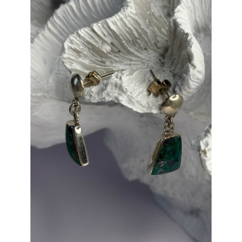 Vintage 925 Sterling Silver Chrysocolla Earrings