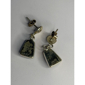 Vintage 925 Sterling Silver Chrysocolla Earrings