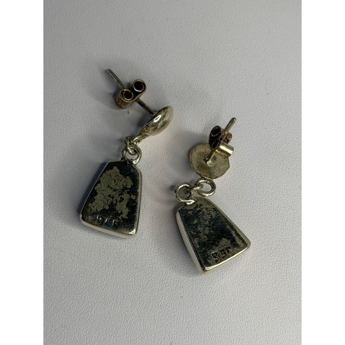 Vintage 925 Sterling Silver Chrysocolla Earrings