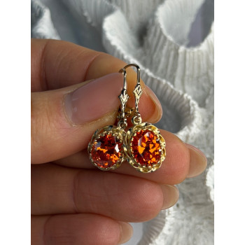 925 Sterling Silver Gold Plated Mandarine Garnet Earrings