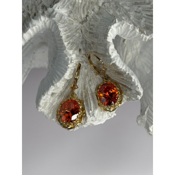 925 Sterling Silver Gold Plated Mandarine Garnet Earrings