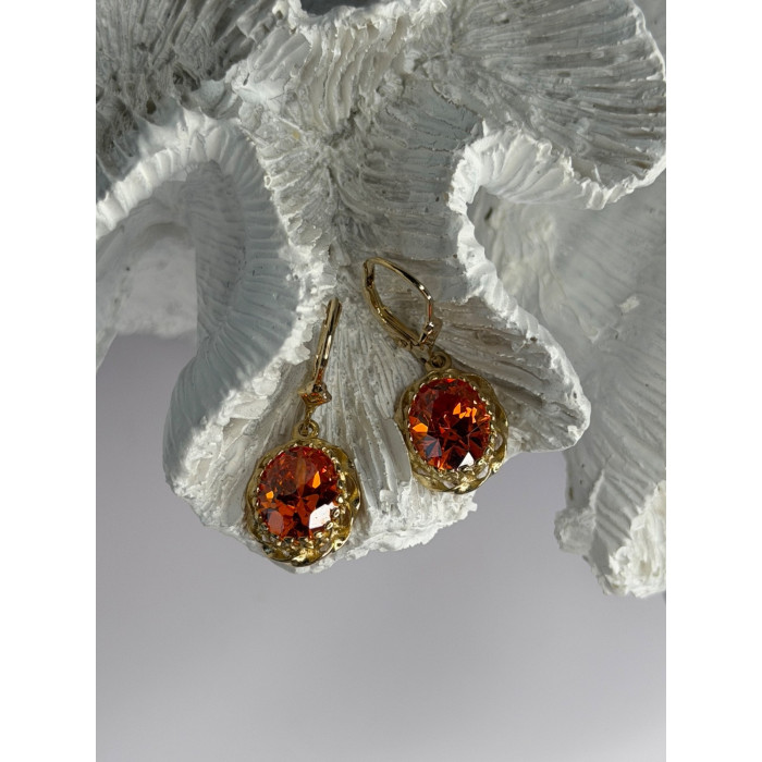 925 Sterling Silver Gold Plated Mandarine Garnet Earrings