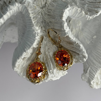 925 Sterling Silver Gold Plated Mandarine Garnet Earrings