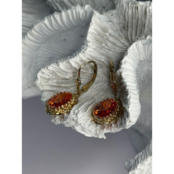 925 Sterling Silver Gold Plated Mandarine Garnet Earrings