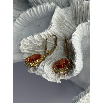 925 Sterling Silver Gold Plated Mandarine Garnet Earrings