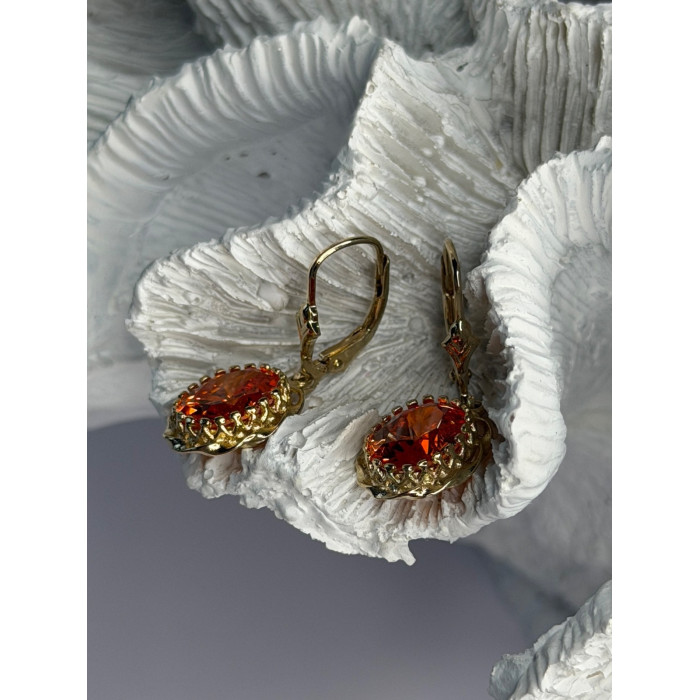 925 Sterling Silver Gold Plated Mandarine Garnet Earrings