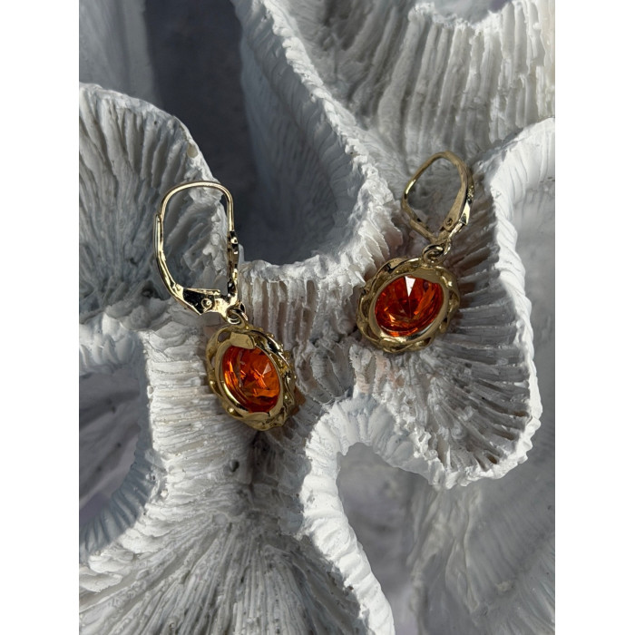 925 Sterling Silver Gold Plated Mandarine Garnet Earrings