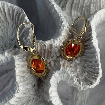 925 Sterling Silver Gold Plated Mandarine Garnet Earrings