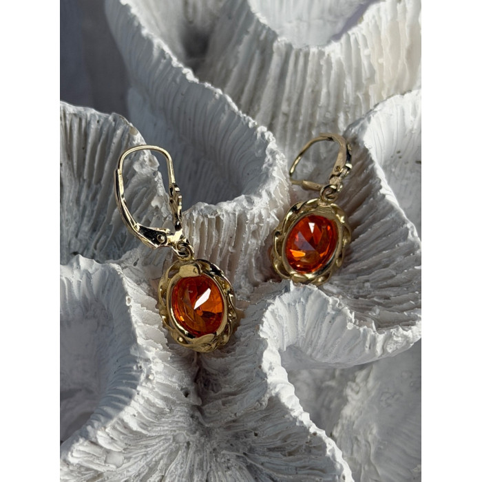 925 Sterling Silver Gold Plated Mandarine Garnet Earrings
