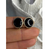 Vintage 925 Sterling Silver Black Onyx Clip-On Earrings