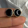 Vintage 925 Sterling Silver Black Onyx Clip-On Earrings