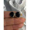 Vintage 925 Sterling Silver Black Onyx Clip-On Earrings